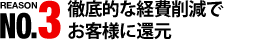 REASON NO.03 徹底的な経費削減でお客様に還元